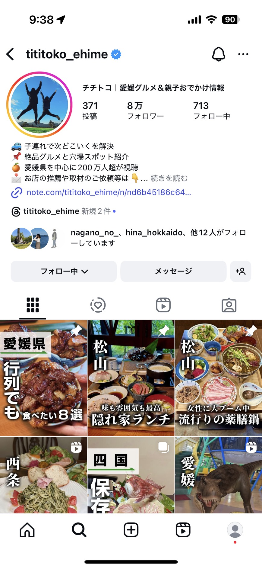 チチトコのインスタプロフィールキャプチャ